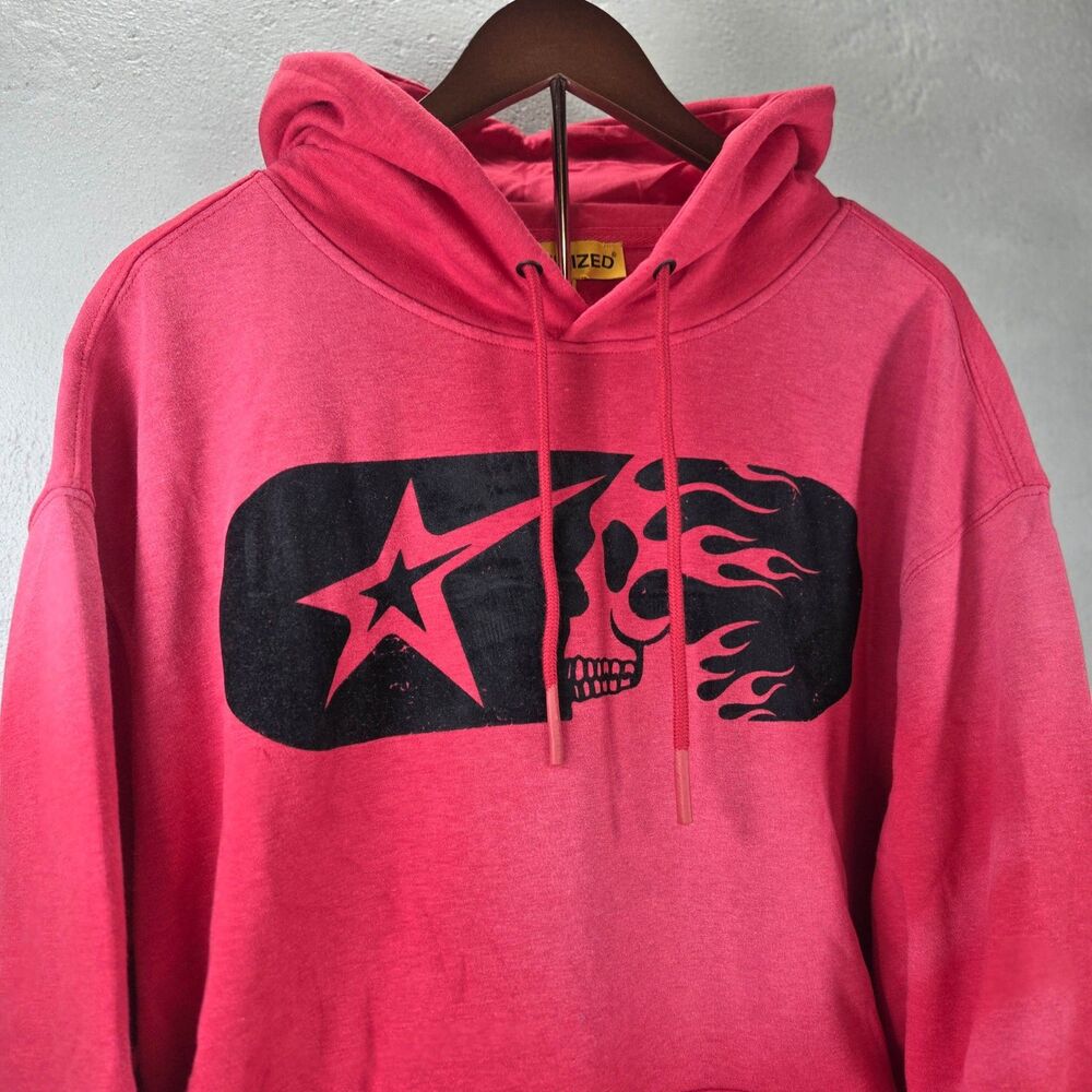 Civilized Brand Deadstar Search Destroy Graphic Pullover Hoodie Faded Red Sz L